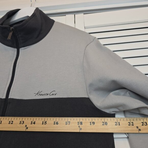 KENNETH COLE NY Gray Colorblock Zip Cotton Jacket Stand Collar Men Medium Sporty - Picture 11 of 14